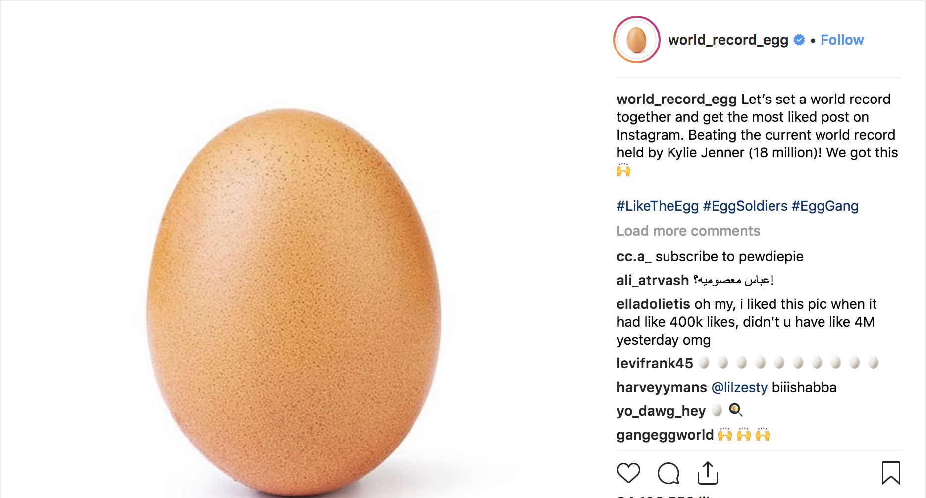 Egg Breaks Record For Most Liked Instagram Post Talking Points Memo 